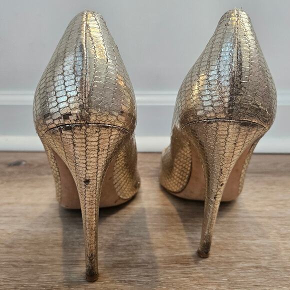 Loeffler Randall Metallic Gold Leather Pointed Toe Heel Pump sz 10 Glam Gala - Picture 4 of 11